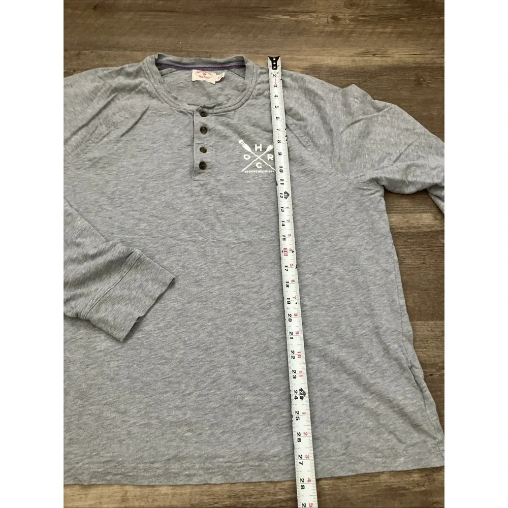 Brooks Brothers Mens Long Sleeve Cotton‎ T-Shirt Grey Red Fleece XXL Read Hole